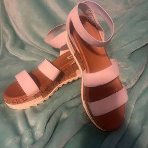 Steve Madden  Bandi Elastic Cork Platform Wedge Sandals